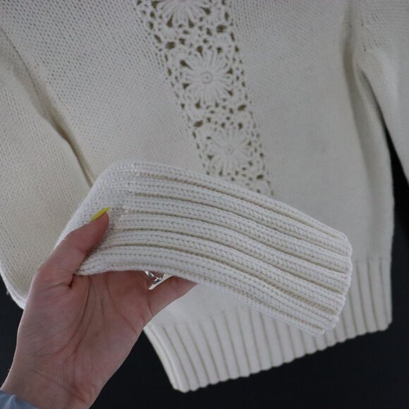 The Limited Wool Sweater Womens M White Grannycore Boho Hippie Transitional Work - Picture 6 of 14